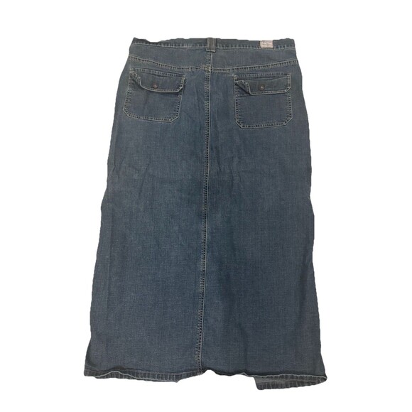 Levi’s Signature Stretch Denim Maxi Skirt Front Slit Dark Wash Misses 16 L/XL - Picture 2 of 11